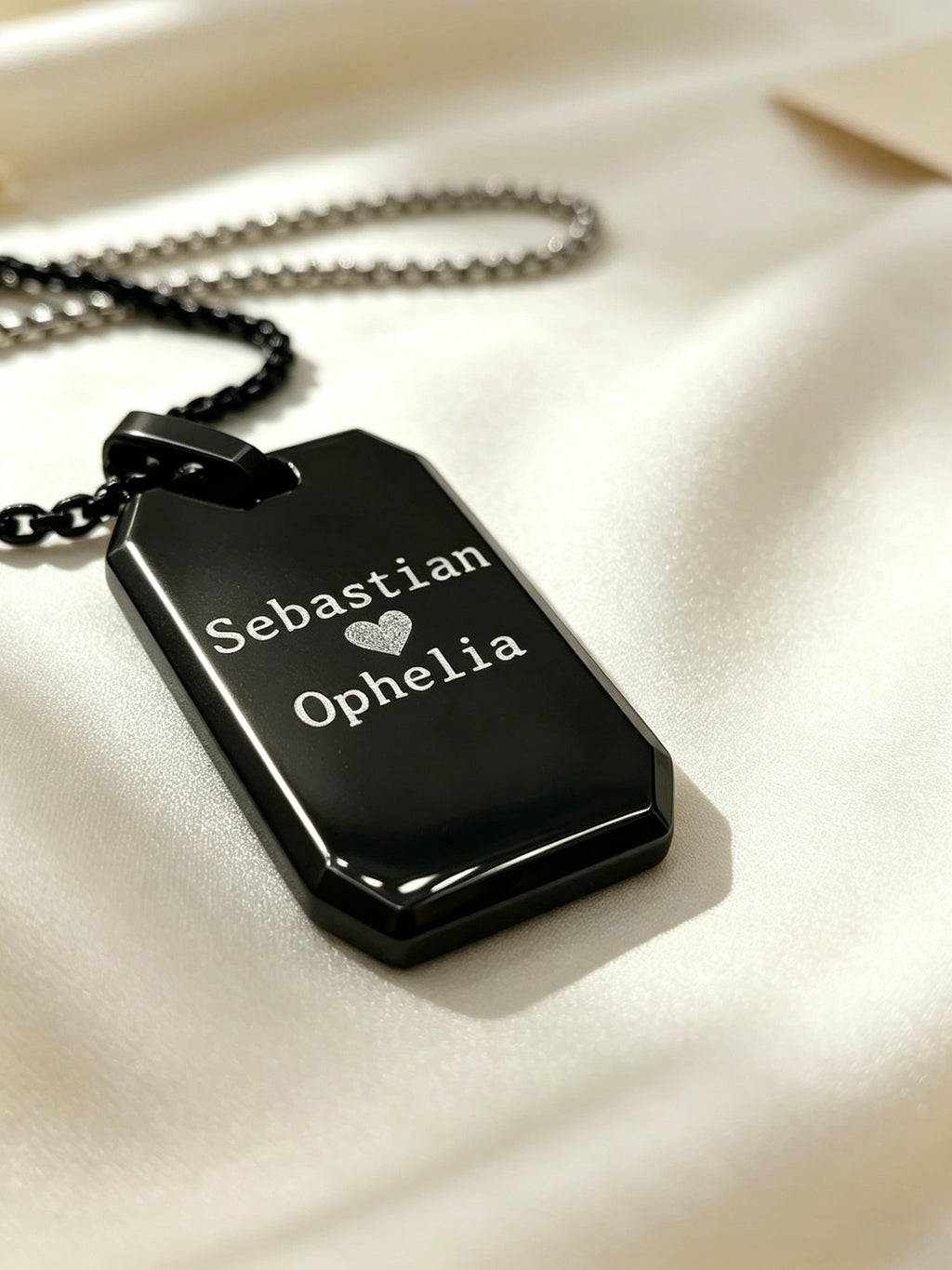 Custom Engraved Black Titanium Steel Dog Tag Necklace