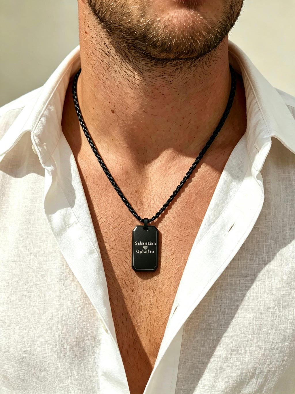 Custom Engraved Black Titanium Steel Dog Tag Necklace