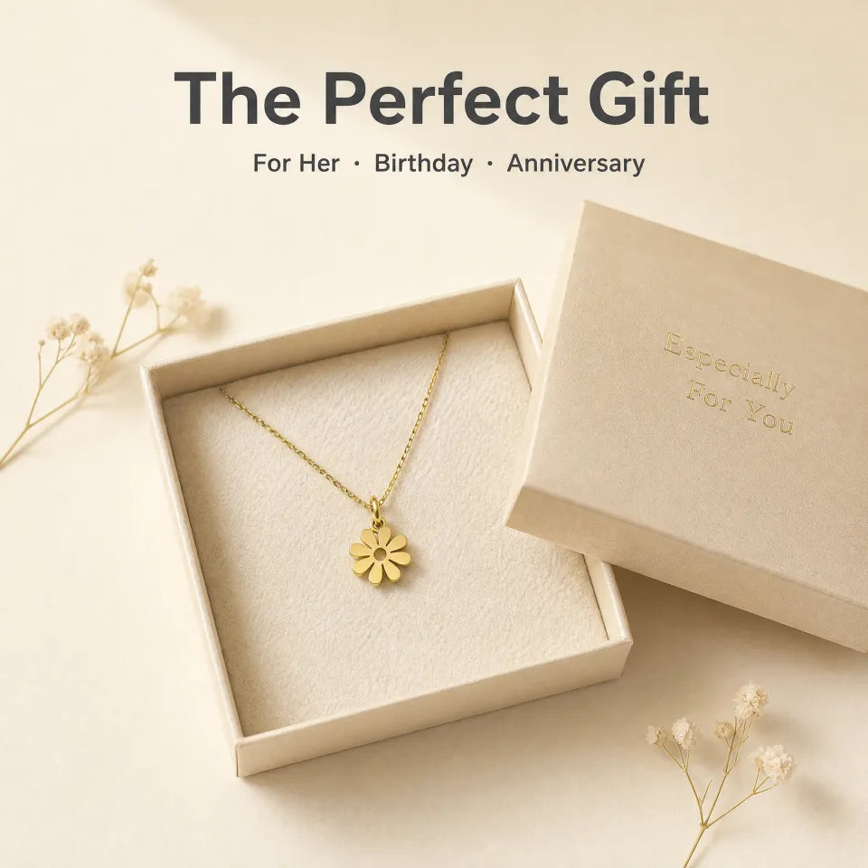 Dainty Daisy Necklace | 18K Gold Plated Stainless Steel Pendant Necklace