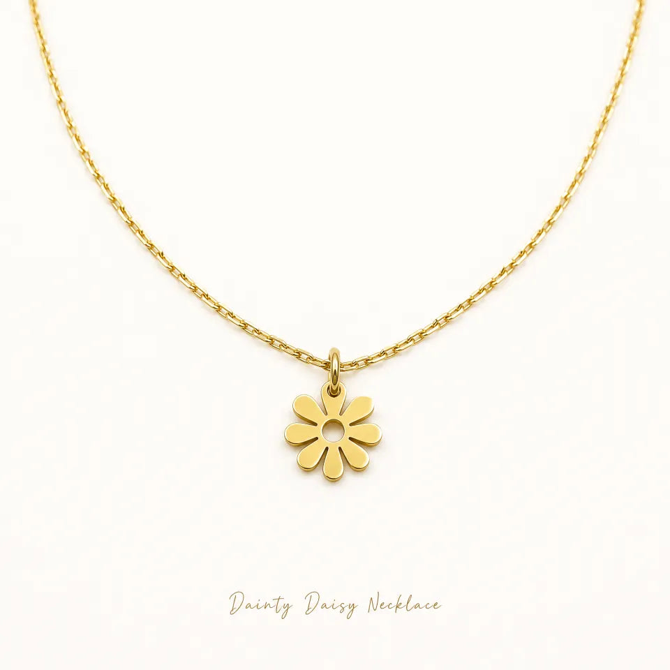 Dainty Daisy Necklace | 18K Gold Plated Stainless Steel Pendant Necklace