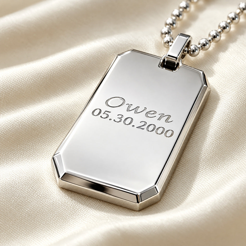 Personalized Engraved Birthdate Dog Tag Pendant