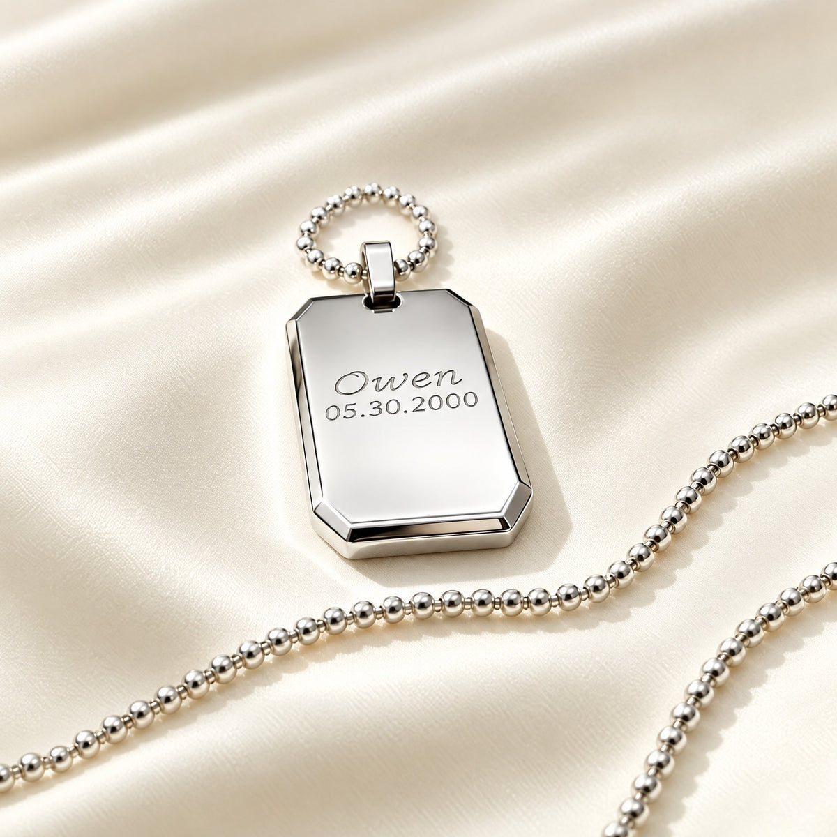 Personalized Engraved Birthdate Dog Tag Pendant