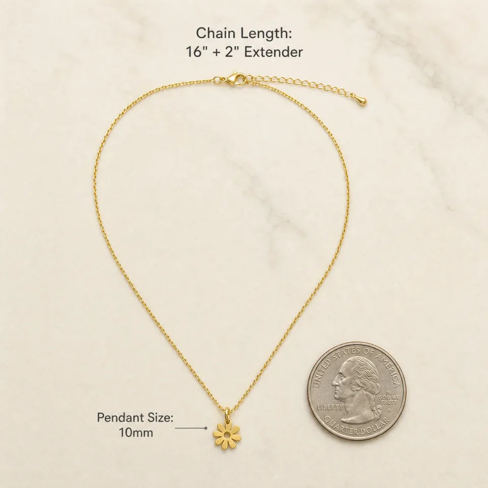 Dainty Daisy Necklace | 18K Gold Plated Stainless Steel Pendant Necklace